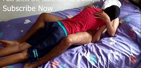 indian young couple homemade blowjob
